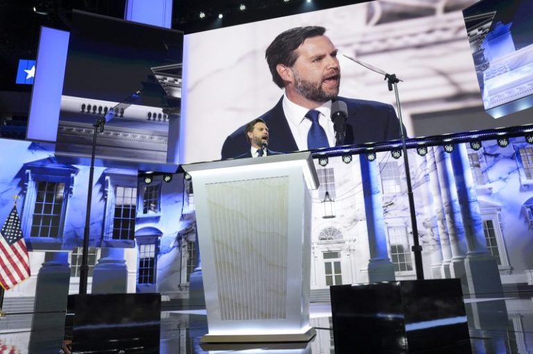 Vance focuses on hardscrabble roots, military service in RNC address