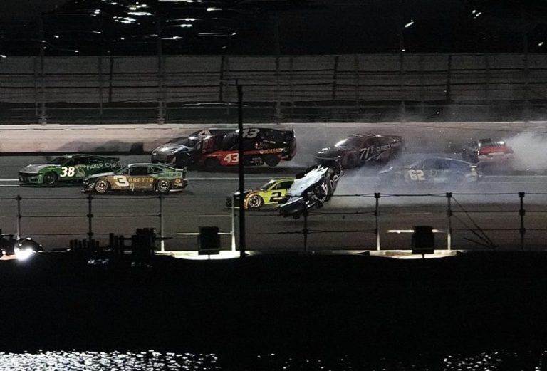 NASCAR driver OK after scary, upside down collision with wall